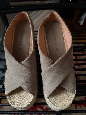 Franco Sarto Taupe Suede Crisscross Espadrille Wedges